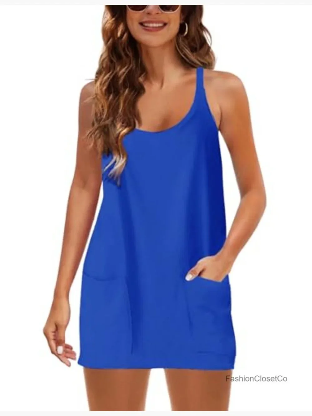 Sleeveless Athletic Mini Dress with Built-in Shorts Pockets - Picture 5 of 7